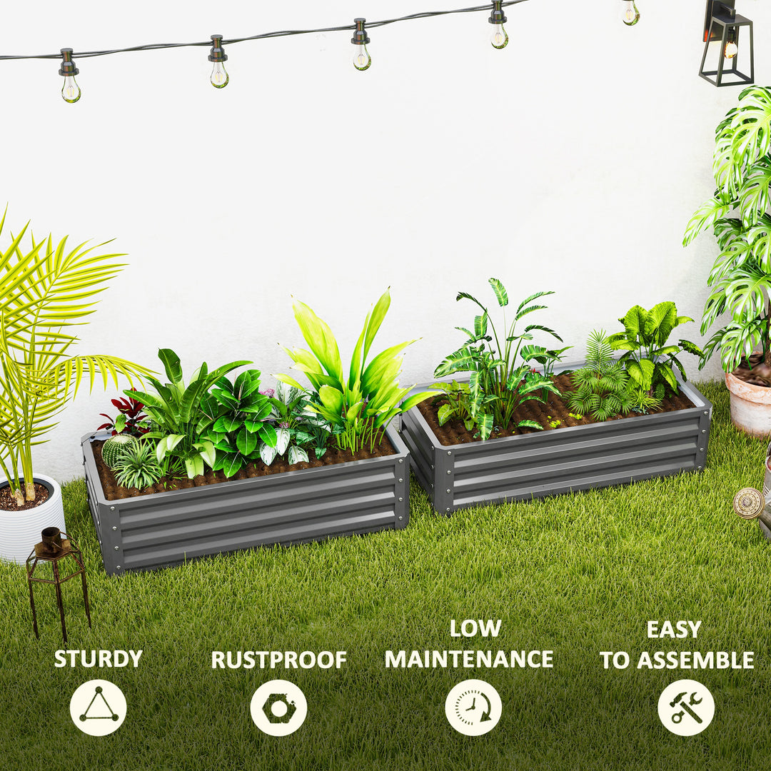 Set of Two 110 x 50cm Steel Planter Boxes - Light Grey
