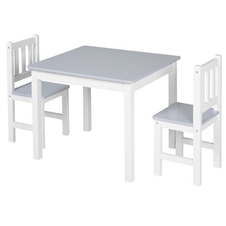 HOMCOM Children's Table and 2 Chairs Set, 3 Piece Toddler Activity Desk for Arts, Crafts, Study, Snack Time, Easy to Assemble, Grey | Aosom UK