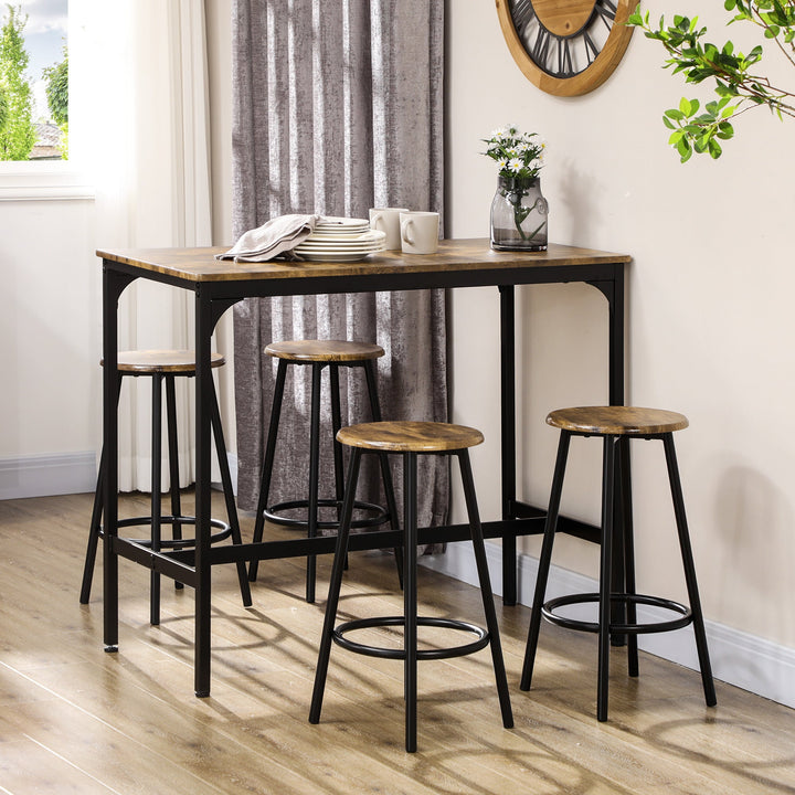 Five-Piece Industrial-Style Bar Table Set