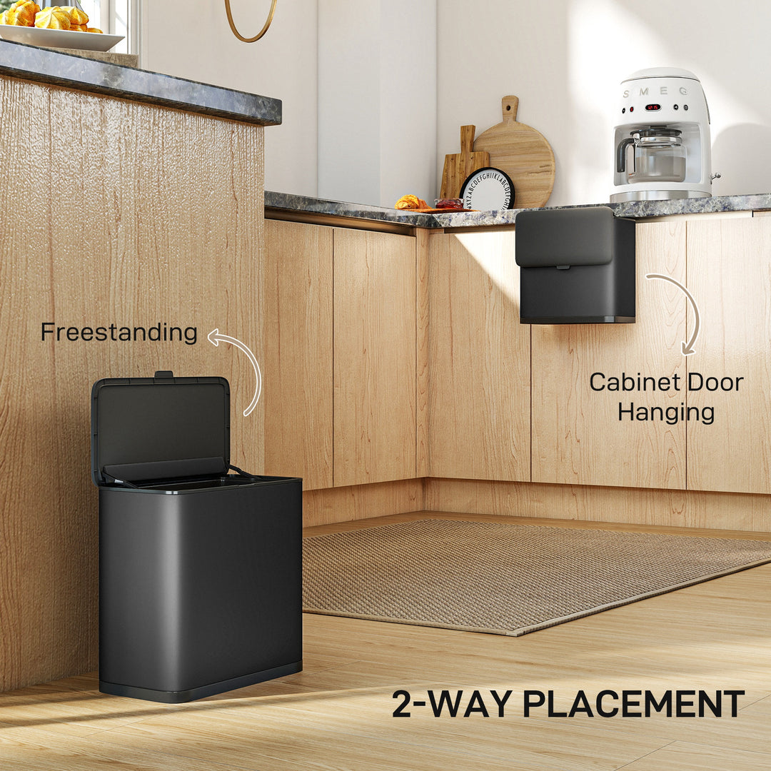 MCL 8L Hanging Kitchen Bin, Rubbish bin with Lid and Removable Inner Bucket for Kitchen Cabinet Door, Under Sink, Office