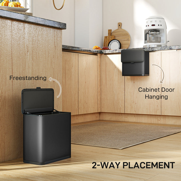 MCL 8L Hanging Kitchen Bin, Rubbish bin with Lid and Removable Inner Bucket for Kitchen Cabinet Door, Under Sink, Office