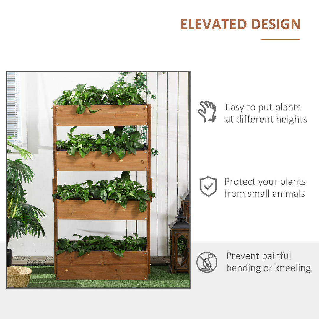Four-Tier Basket Wooden Plant Stand - Orange