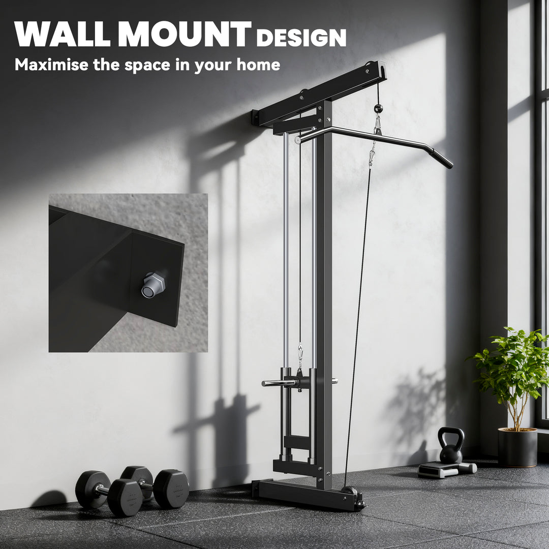 Wall Mounted Lat Pull Down Machine, Crossover Cable Machine with High & Low Pulleys for Home Gym Full Body Workout