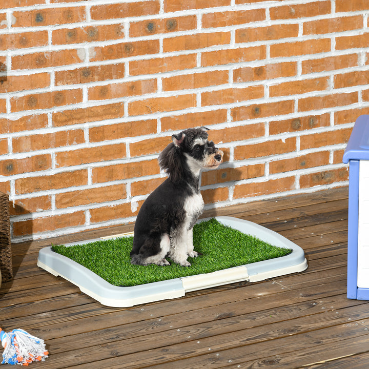 PawHut Portable Indoor Puppy Toilet Training Pad with Synthetic Grass, Leakproof Tray, 63 x 48.5cm