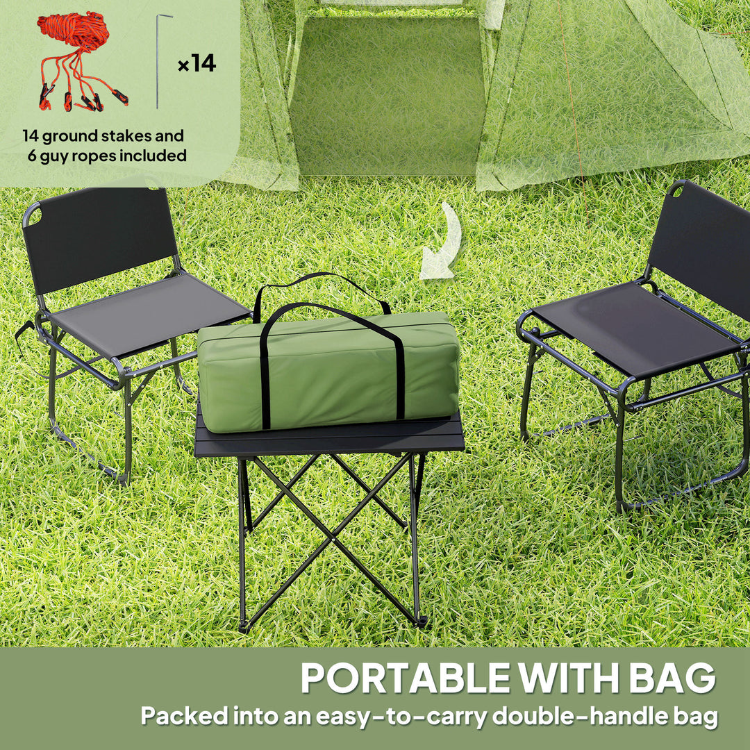 3 Man Camping Tent with Living Area and 2 Bedrooms, 3000mm Waterproof Family Tent with Sewn-in Groundsheet and bag, Portable Dome Shelter for Hiking, Festival, Backpacking, Green