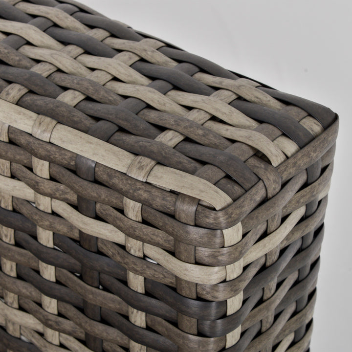 MCL Armless Rattan Garden Chair, Outdoor Rattan Chair with Cushions, PE Wicker Garden Furniture with Steel Frame, Adjustable Footpads for Garden, Terrace, Deep Grey