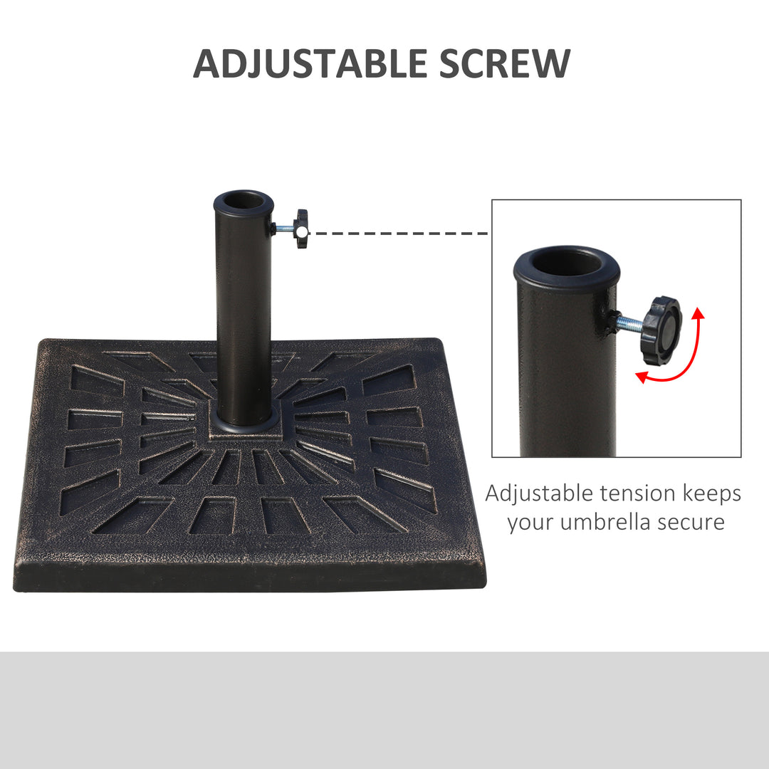 15kg Resin Durable Patterned Colophony Garden Patio Square Umbrella Stand Base Stand Bronze