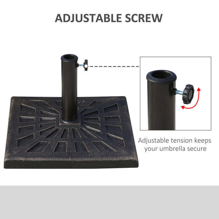 15kg Resin Durable Patterned Colophony Garden Patio Square Umbrella Stand Base Stand Bronze