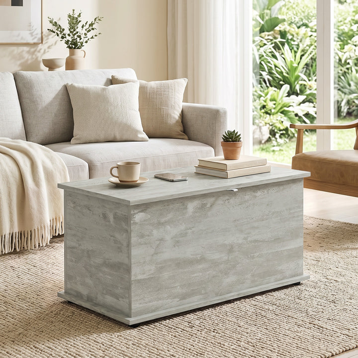 Storage Chest, 102L Blanket Box, Shoe Bench with Safety Hinged Lid, Be