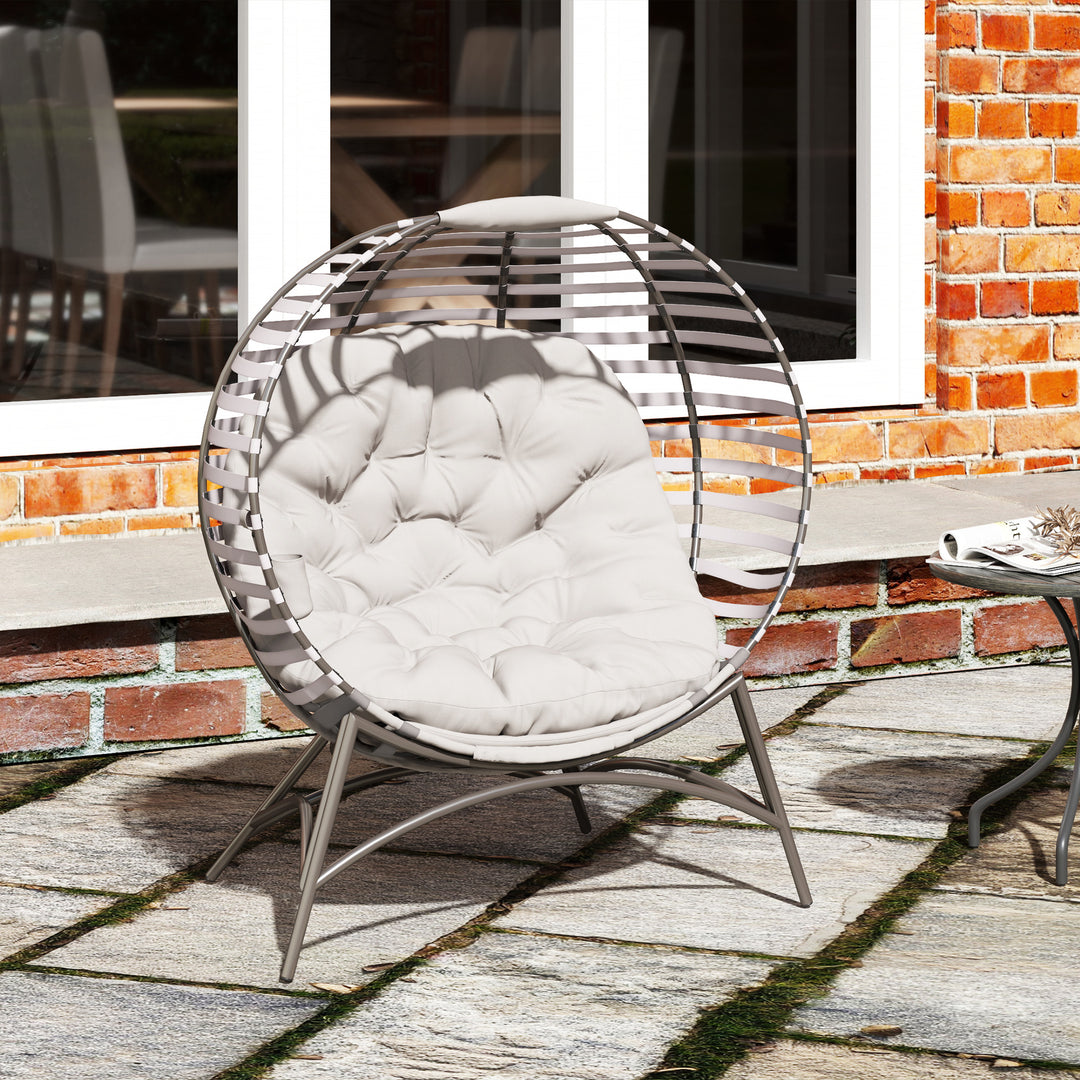 Egg Chair with Cushion & Side Pocket - Light Grey