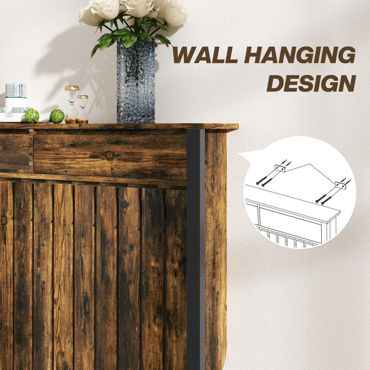 HOMCOM 93 x 119cm Rustic-Look Radiator Cover - Brown/Black