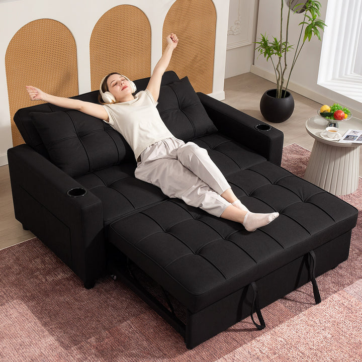 Two-Seater Pull-Out Sofa Bed - Black