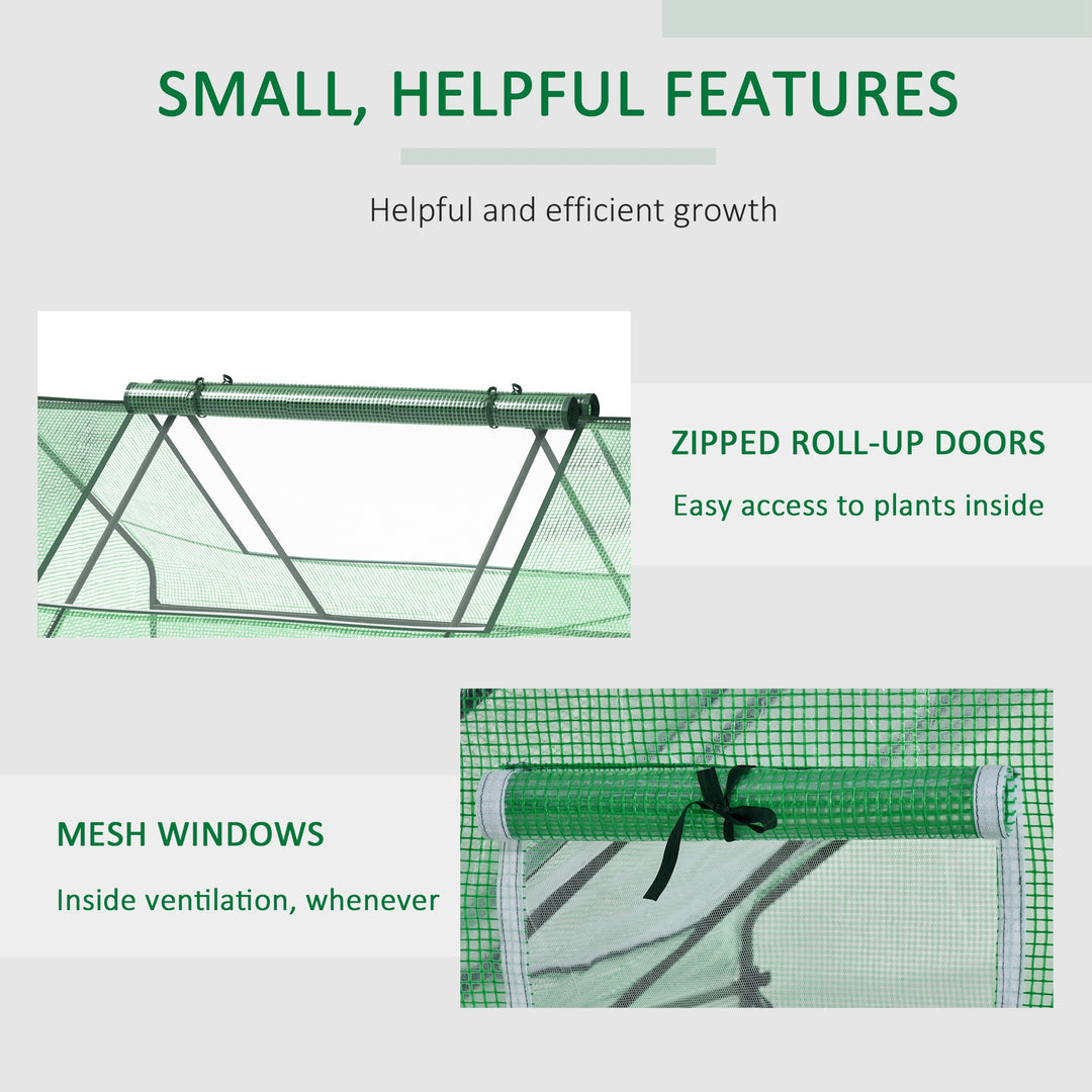 Outsunny Mini Greenhouse, Portable Garden Small Greenhouse with Zipped Windows and Door, 180 x 140 x 80cm, Dark Green