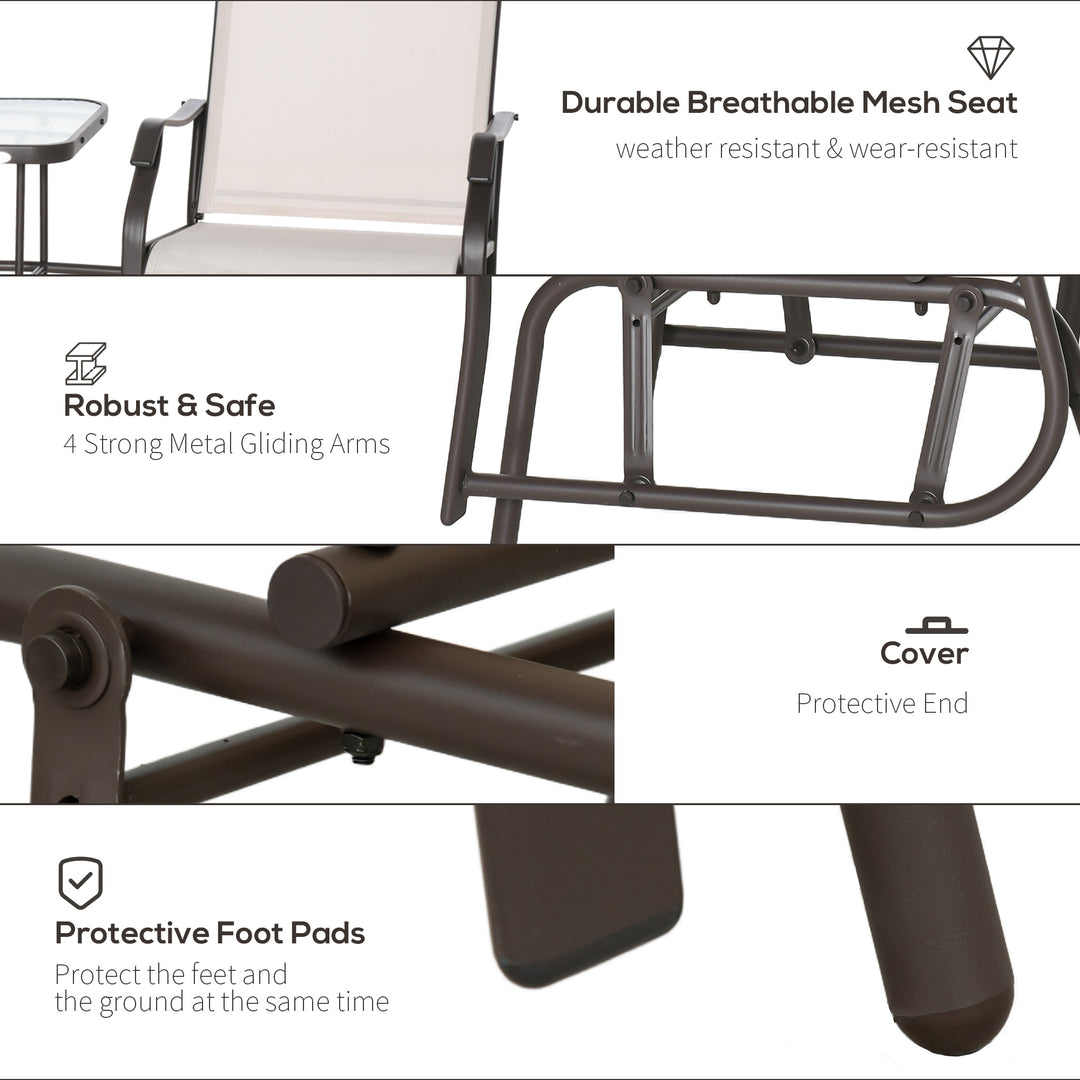 Gliding Jack and Jill Seat, with Glass-Top Table - Brown/Beige