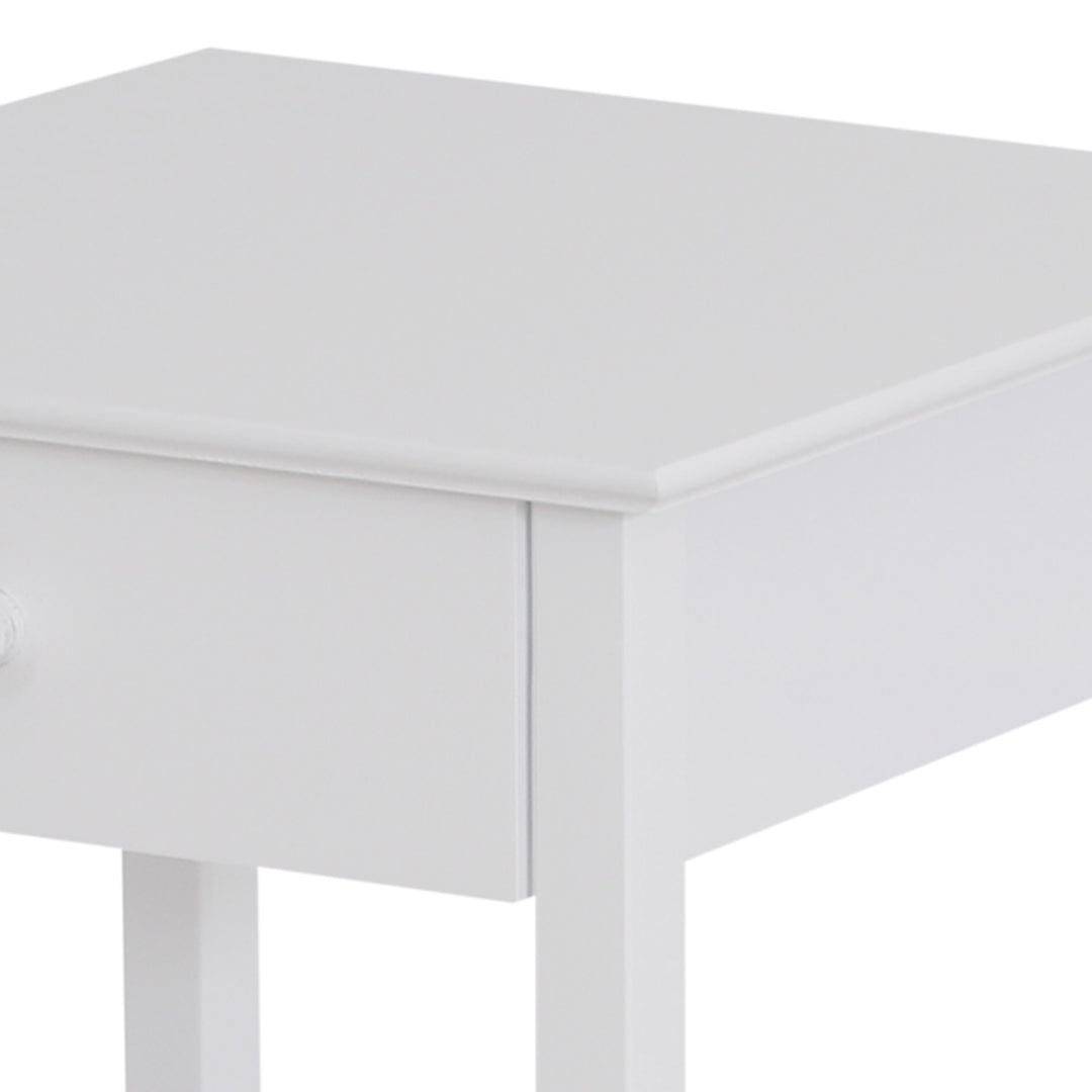 MCL White Bedside Table, Wooden Side Table, Nightstand, Bedside Cabinet with Drawer and Storage Shelf for Bedroom and Living Room