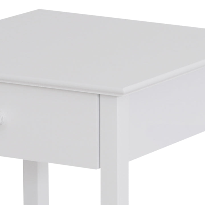 MCL White Bedside Table, Wooden Side Table, Nightstand, Bedside Cabinet with Drawer and Storage Shelf for Bedroom and Living Room