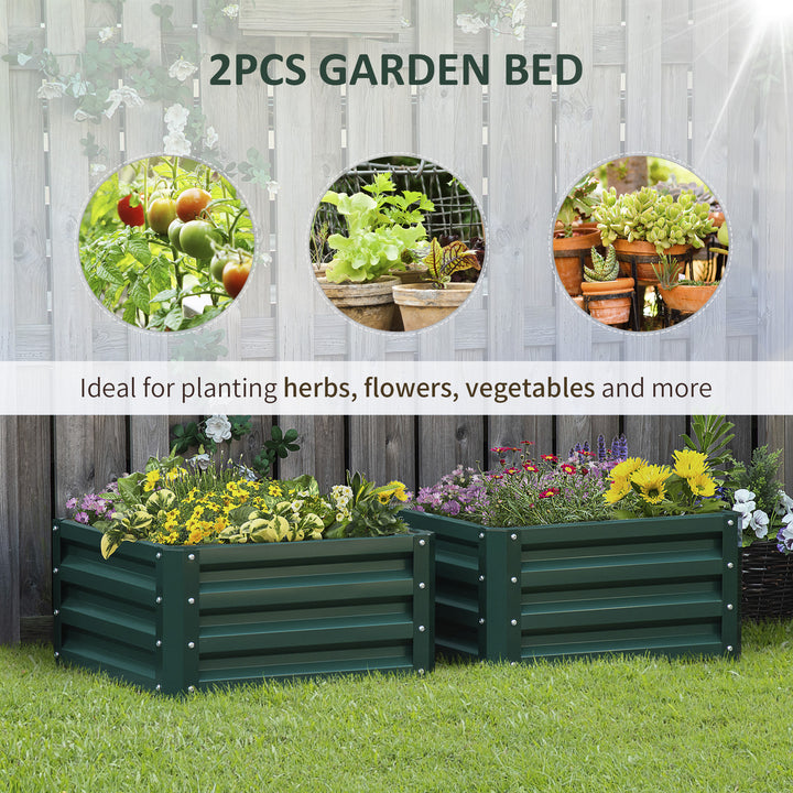 Set of Two 60 x 60cm Steel Planter Boxes - Green