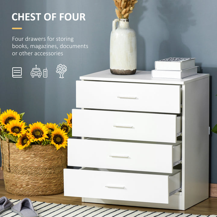 MCL Chest of Drawers, 4 Drawers Storage Cabinet with Metal Rails, Anti-Tip for Playroom, Nursery Room, Hallway, etc