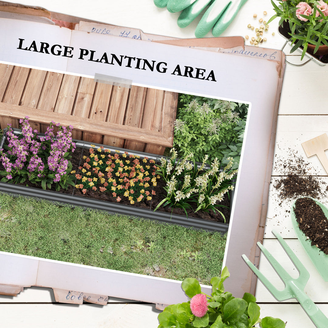 60 x 240cm Galvanised Steel Planter, with Open Bottom, Pack of 2