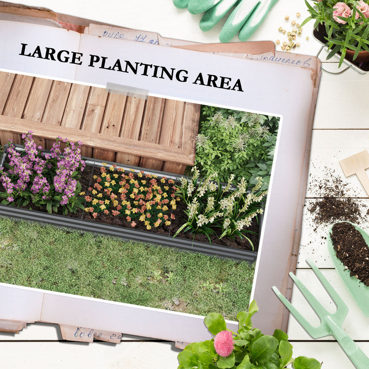 60 x 240cm Galvanised Steel Planter, with Open Bottom, Pack of 2