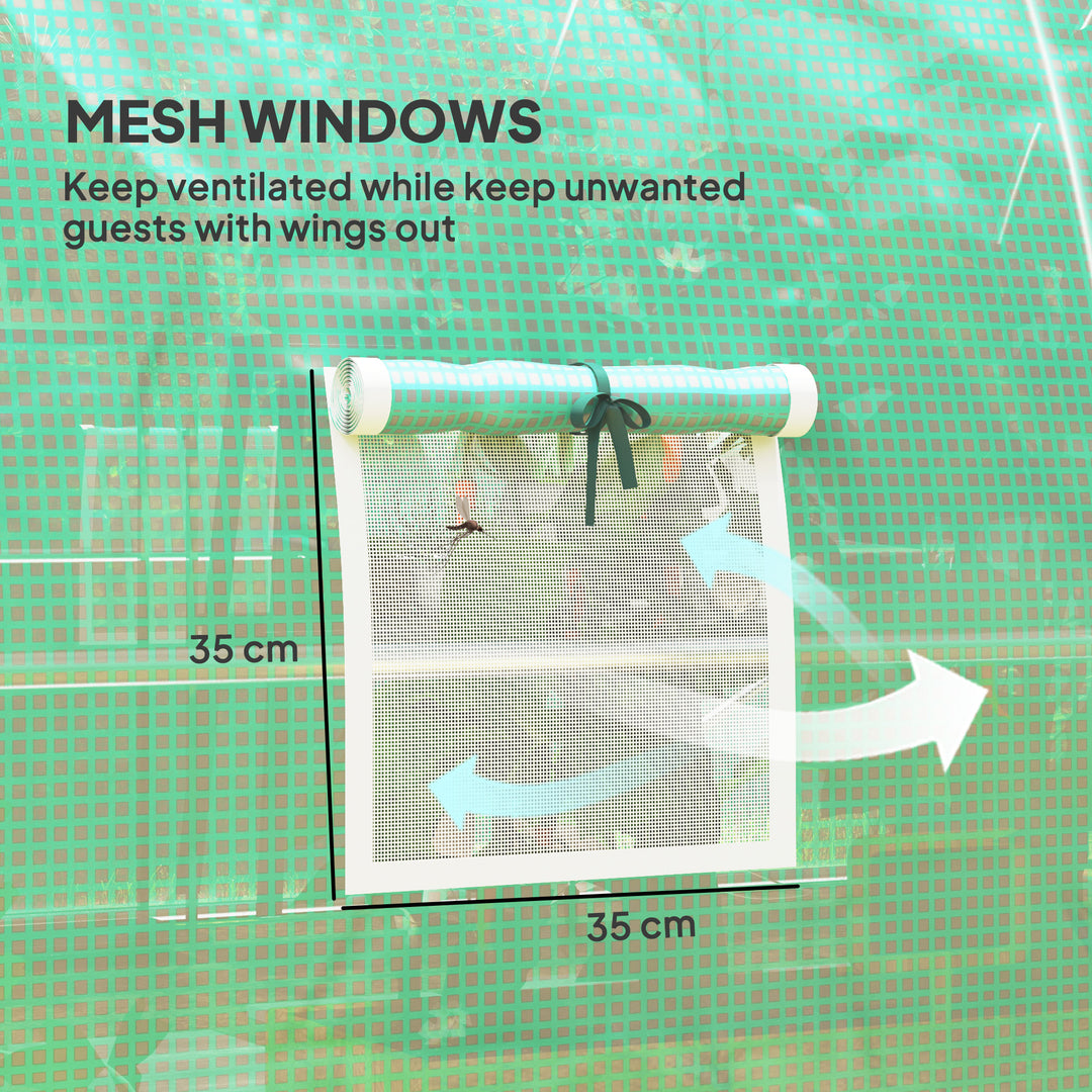 3 x 2(m) Polytunnel Greenhouse, with Windows and Doors - Green