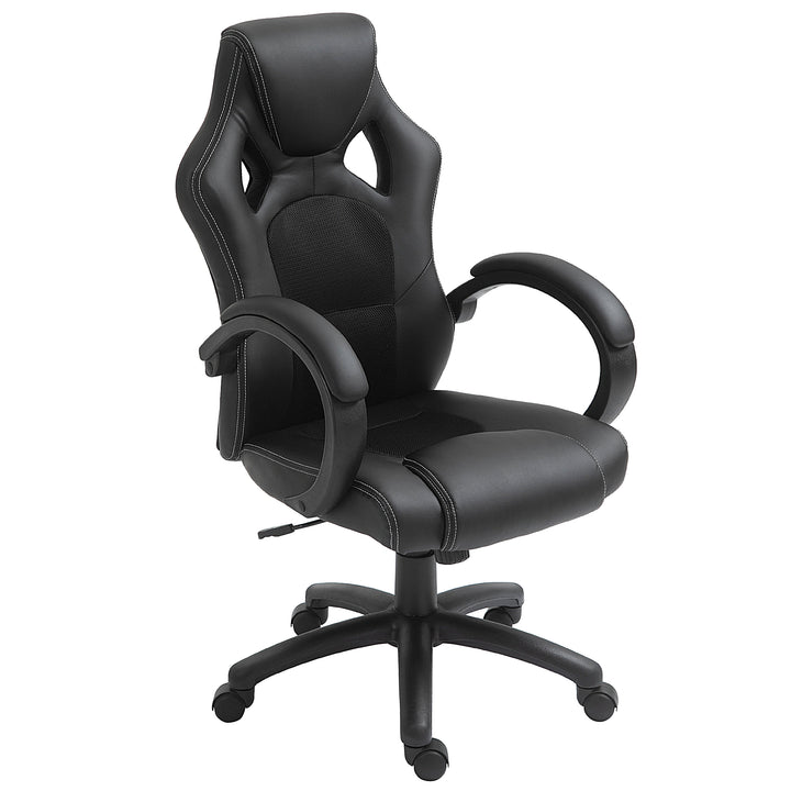 Office Chair Faux Leather Swivel Computer Desk Chair for Home Office with Wheels Armrests Black/Grey - Black