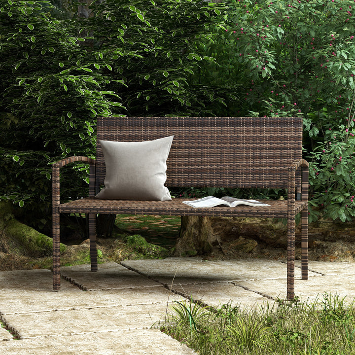 All Weather Wicker Garden Loveseat, 2 Seater Poly Rattan Garden Bench,