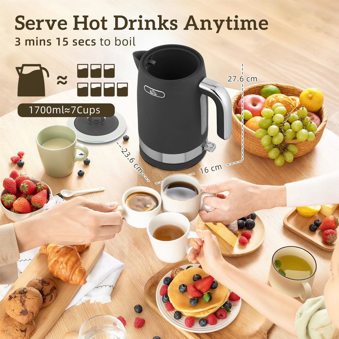 MCL Sleek Textured Kettle and Toaster Set - Black