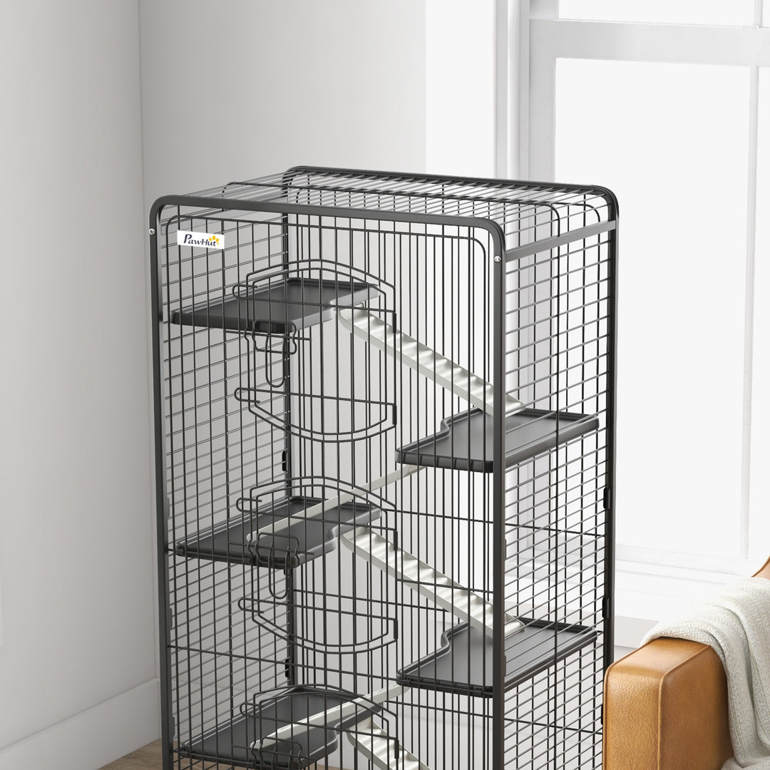 6 Levels Removable Small Animal Cage, 131cm - Black
