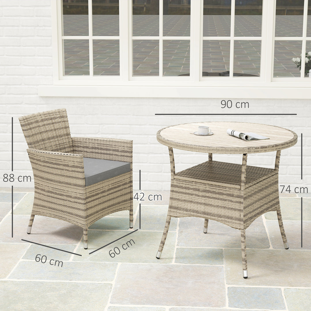 Five-Piece Rattan Garden Set, with Two-Tier Table - Grey