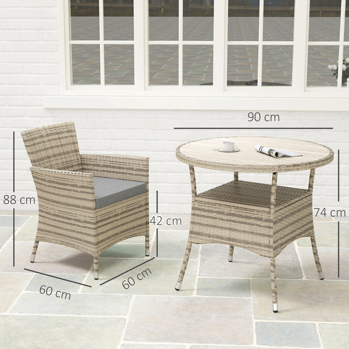 Five-Piece Rattan Garden Set, with Two-Tier Table - Grey