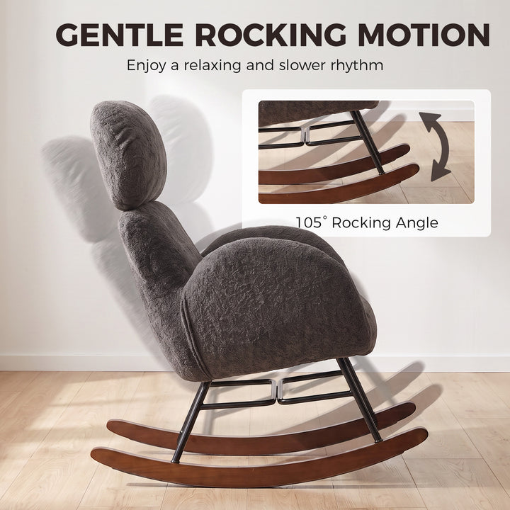 Upholstered Rocking Chair Adjustable Headrest Rocker Chair Raindrop - view 4