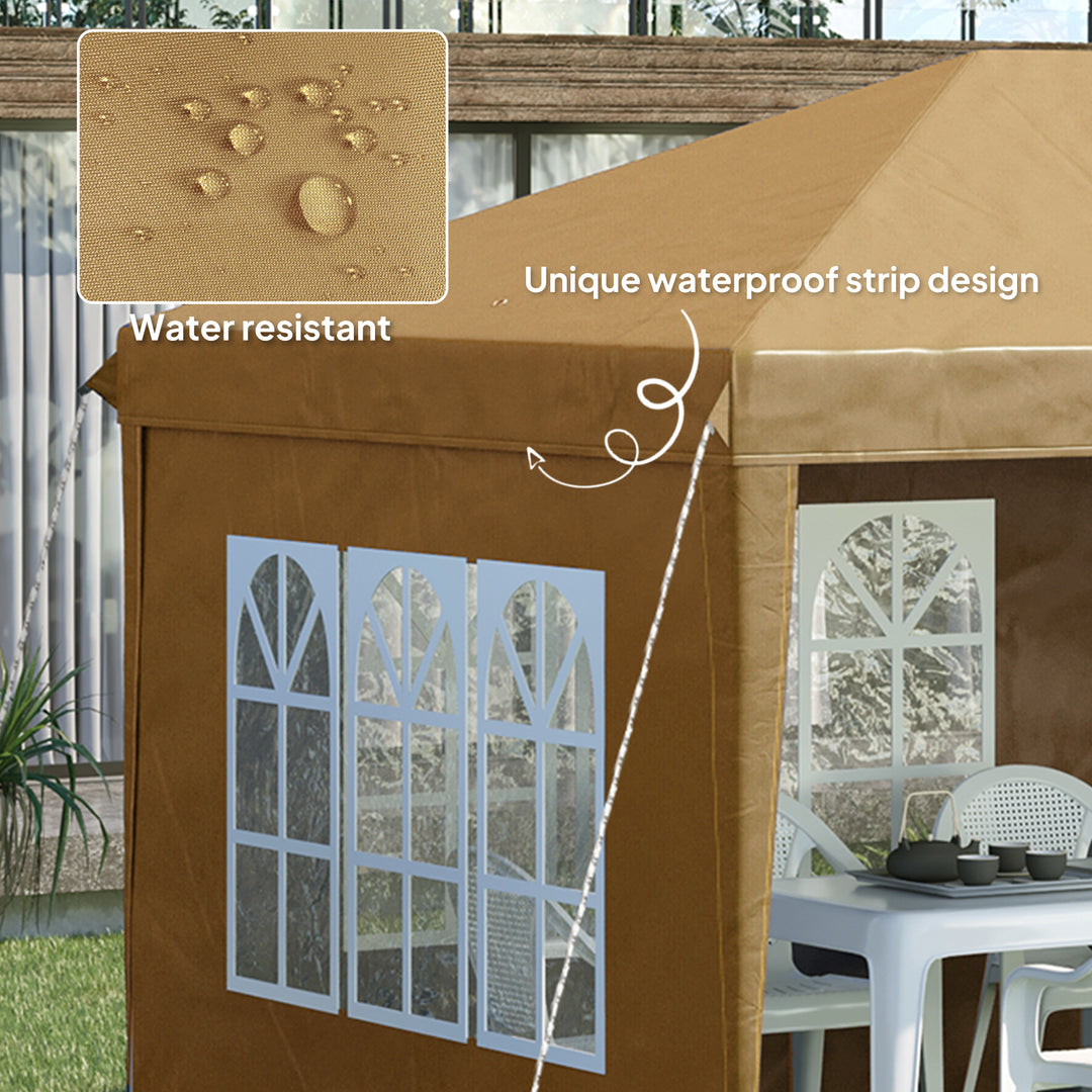 3 x 6m Pop-Up Gazebo, with Removable Walls - Khaki