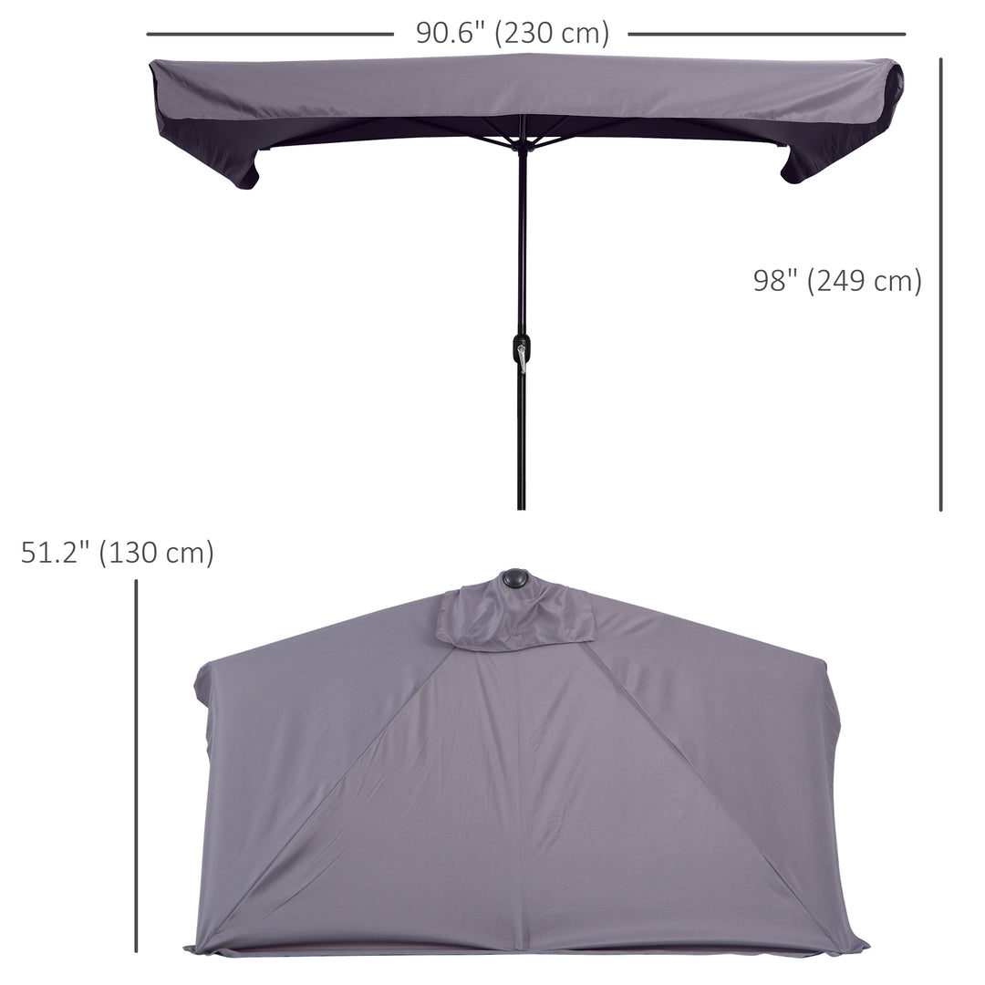 2.3m Half Parasol Semi Round Umbrella Patio Metal Frame Crank Handle for Balcony-- NO BASE INCLUDED, Grey