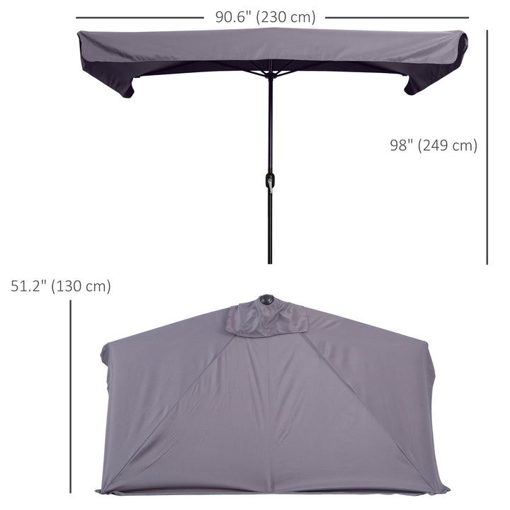 2.3m Half Parasol Semi Round Umbrella Patio Metal Frame Crank Handle for Balcony-- NO BASE INCLUDED, Grey