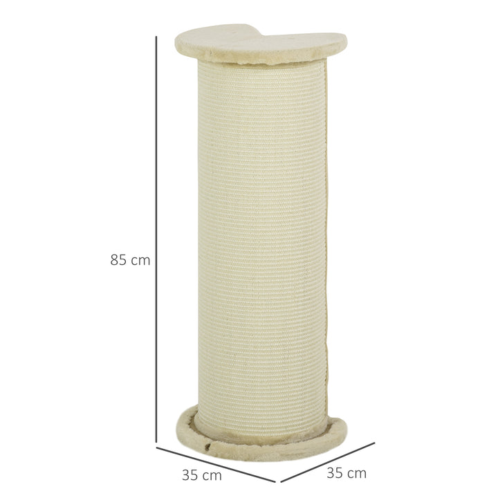 85cm Tall Cat Scratching Post, with Sisal Rope, Soft Plush, Anti Tip - Beige