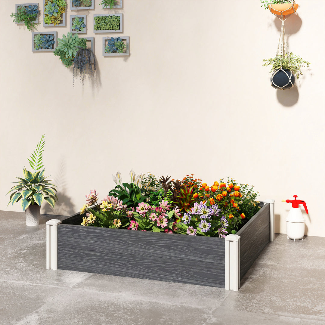 Vinyl Raised Garden Bed Kit, 3 x 3 x 1ft Modular Elevated Garden Box w