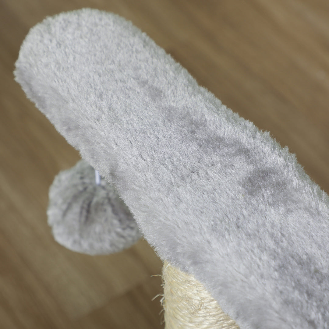 MCL Cat Tree, Cat Tower for Kittens with Rotatable Top Bar, Sisal Scratching Post, Tunnel, Dangling Balls - Grey