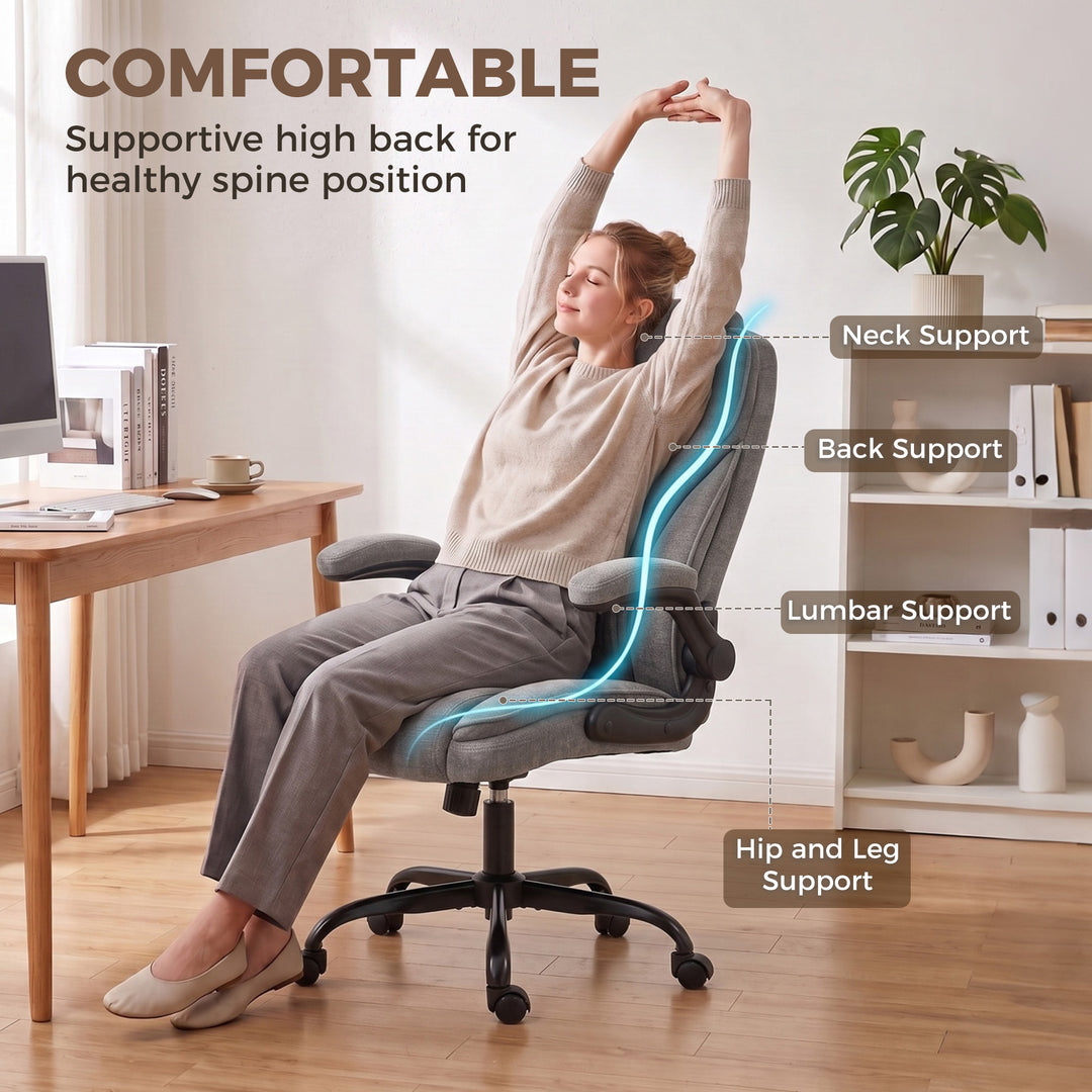 Office Chair, Ergonomic Desk Chair with Flip-up Armrest, Pocket Spring