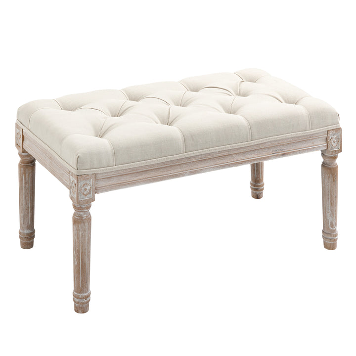 80cm End of Bed Bench, Window Seat, Tufted Bench for Bedroom, Hallway, Living Room, Cream White