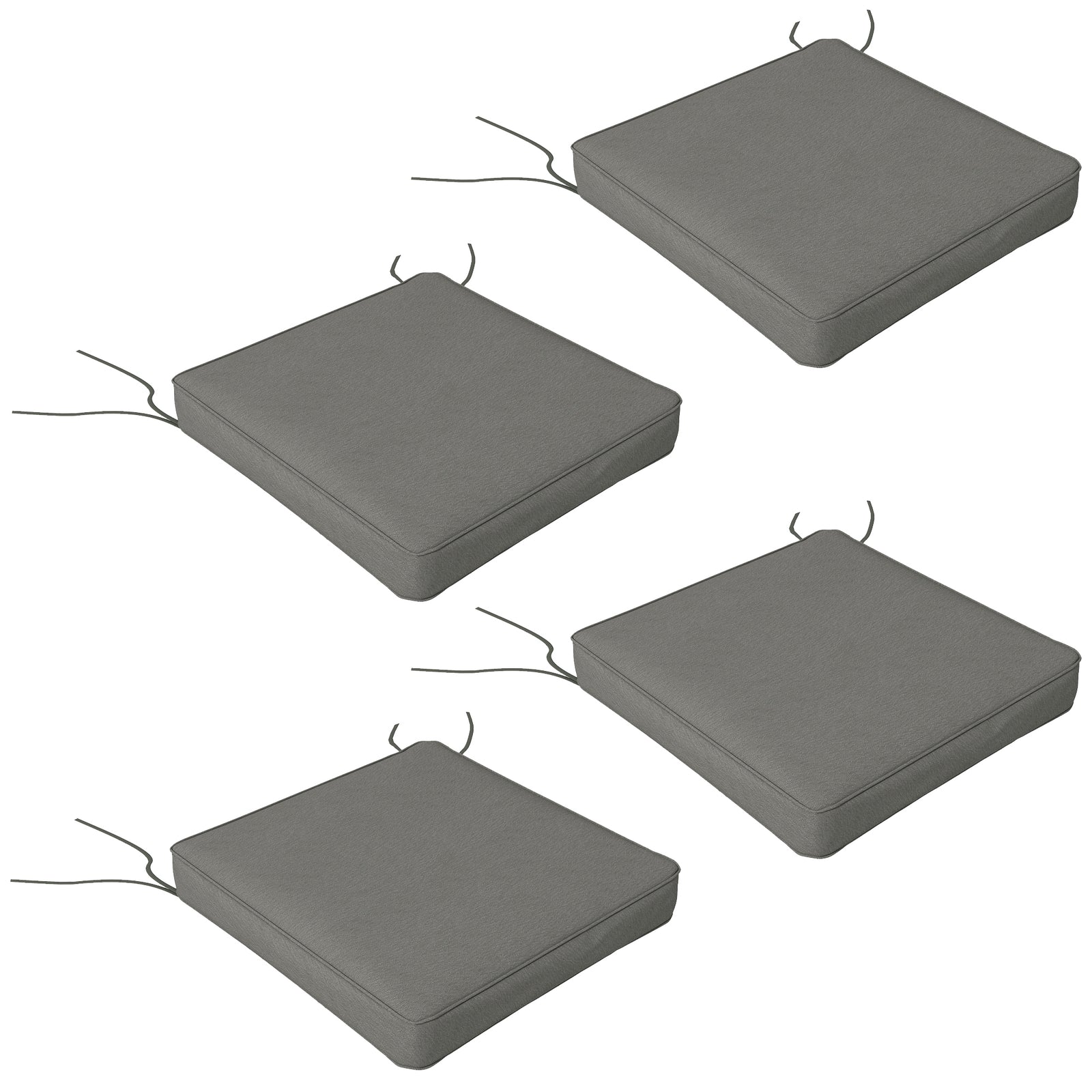 4-Piece Seat Cushions Pillow Replacement, Patio Chair Cushions Set with Ties for Indoor Outdoor, Charcoal Grey
