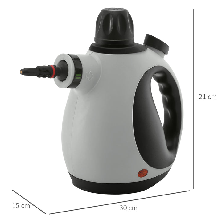 Handheld Steam Cleaner for Chemical Free Cleaning, Portable Multi-purpose Steamer with 9 Pieces Accessory for Kitchen, Bathroom, Window, Car Seat, Carpet, Sofa, 1050W, 350ML Tank, Grey
