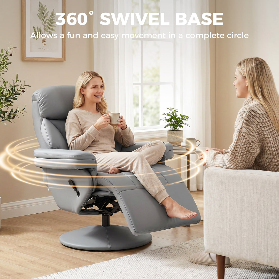 Upholstered Reclining Armchair, Manual Recliner Chair with Footrest an