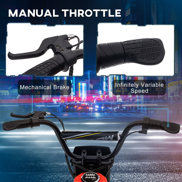 24V Electric Motorbike with Twist Grip Throttle, Music, Horn, 12" Pneumatic Tyres, 16km/h Max Speed - Red