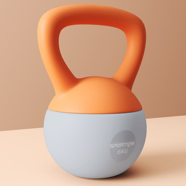 SPORTNOW 6KG Soft Kettlebell with Non-Slip Handle, for Home Gym, Weight Lifting, Strength Training, Orange/Grey