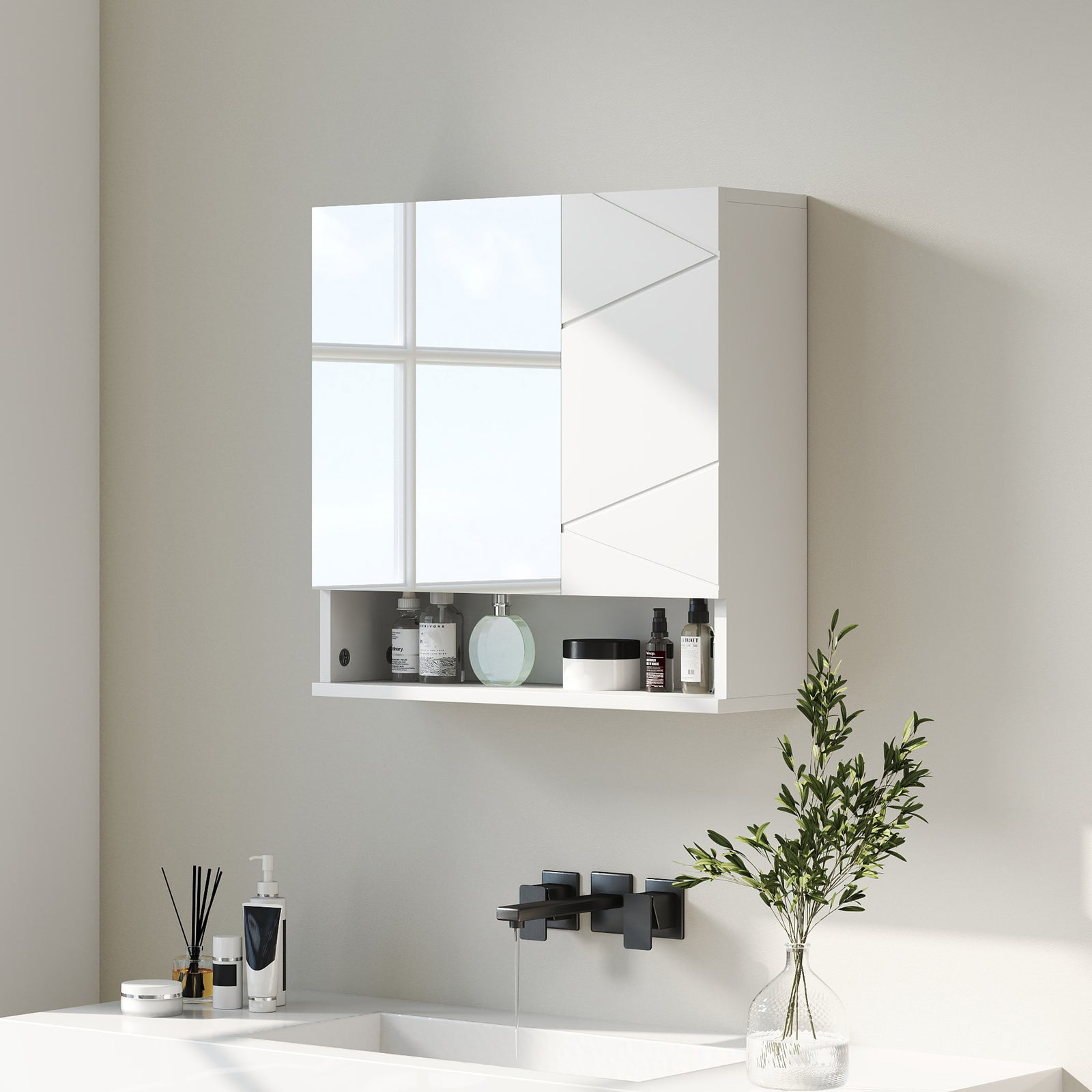 Wall Mounted Bathroom Storage Cupboard - White