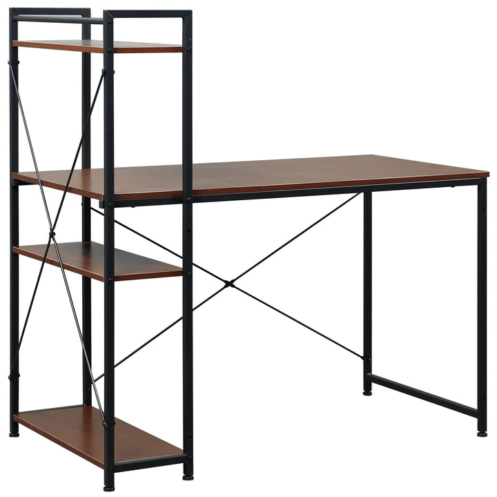 MCL Computer Desk with Storage Shelves on Left or Right, Industrial Reversible Writing Desk for Home Office, Study, Easy Assembly, 120 x 64 x 121cm, Walnut and Black
