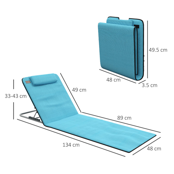 Set of Two Metal Frame Beach Chairs, with Reclining Backs - Blue