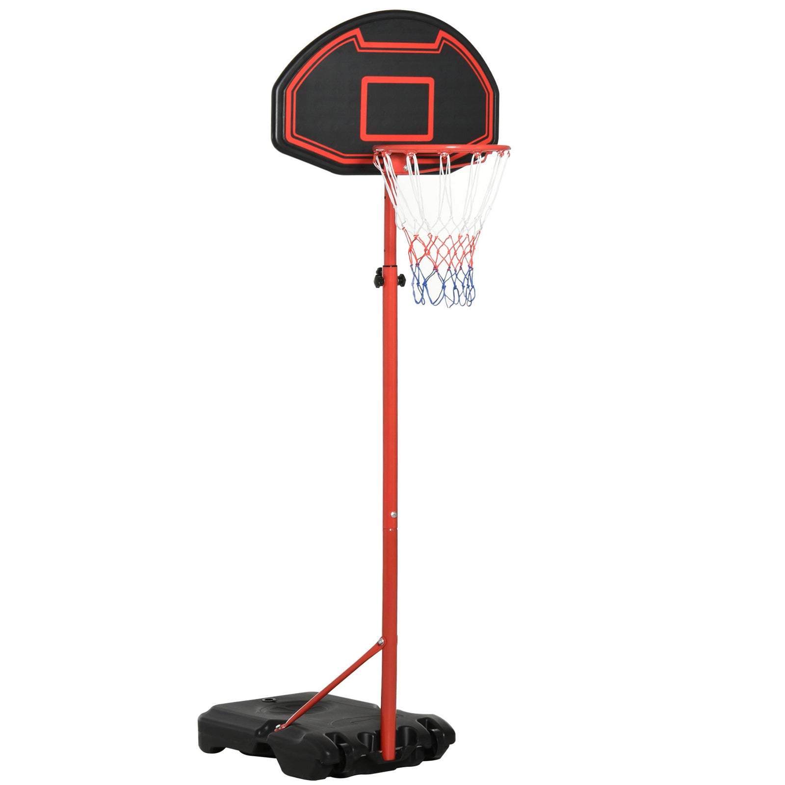 Basketball Hoop Outdoor, Portable Basketball Hoop and Stand with Weighted Base, Portable on Wheels, 1.55-2.1m, for Teens, Juniors, Adults, Black