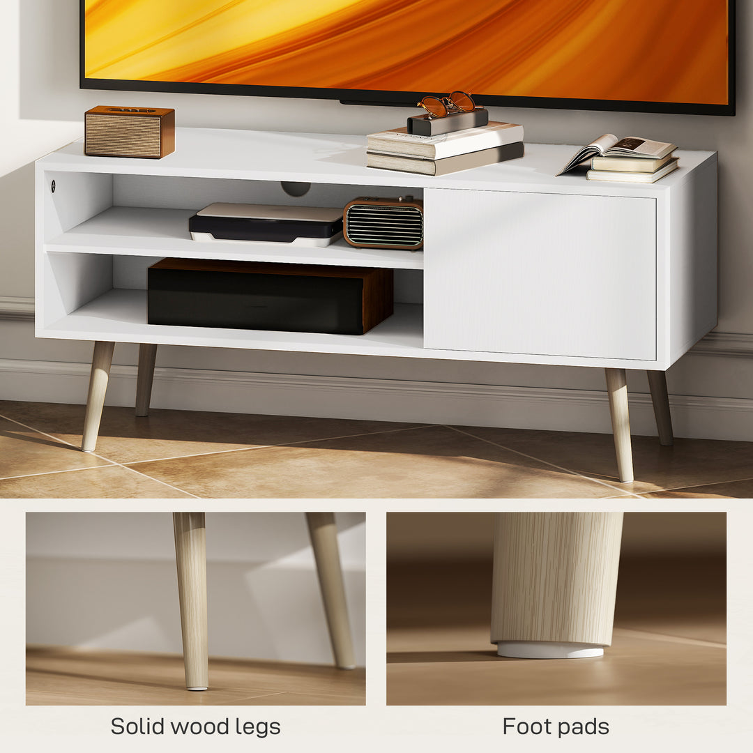 TV Stand up to 55 Inches, TV Unit with Open Shelves and Cable Holes - White